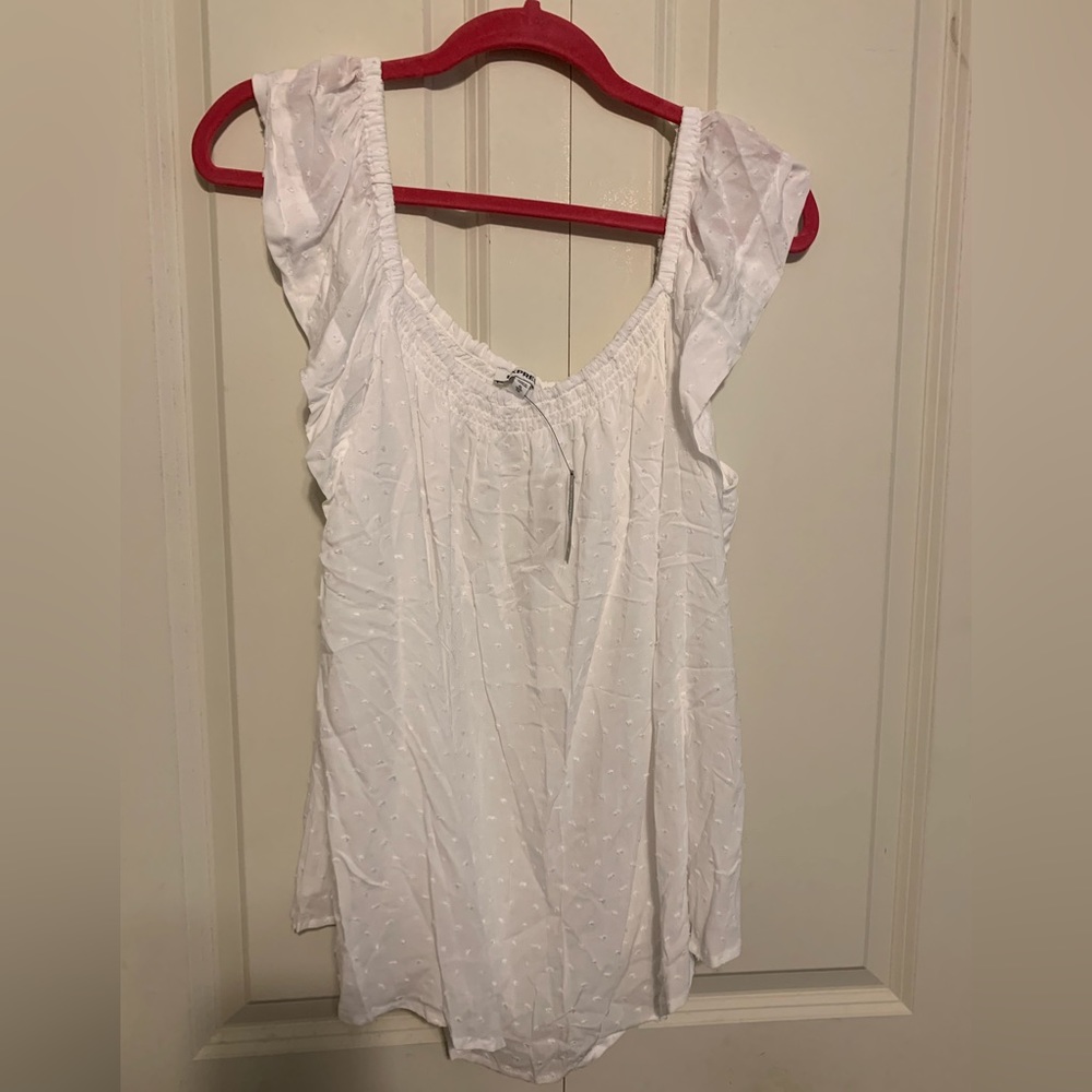 Express Brand Womens XL White Flutter Sleeve Top. New with tags